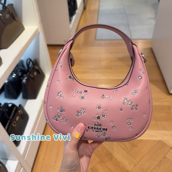 NWT Coach Carmen Mini Crossbody Bag With Star Print CCE63 DUSTY PINK MULTI - Picture 1 of 7